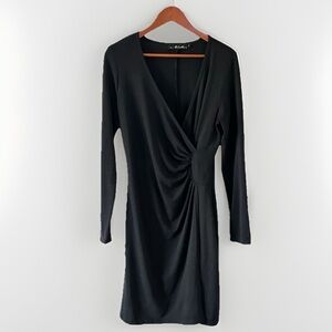 5/$20🎉 Neesha Black Faux Wrap Dress Large LBD